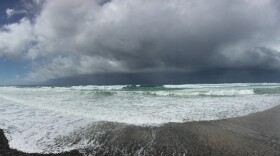 Stormy weather off the coast of Cardiff State Beach around noon, March 7, 2016.