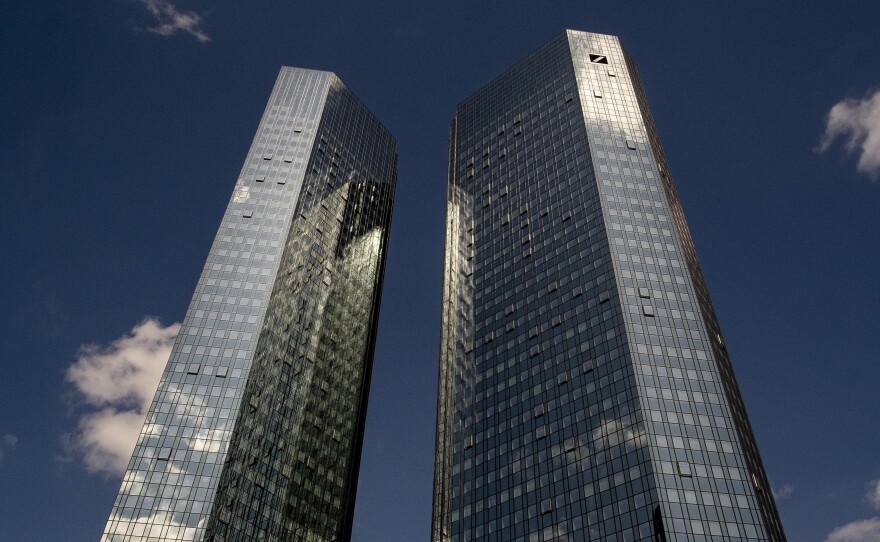 A view of the headquarters of Deutsche Bank in Frankfurt, Germany, on July 8, 2019.