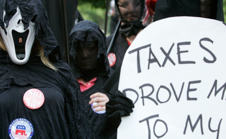 Members of the College Republican National Committee demonstrated against the estate tax in Washington in 2006. The tax was eliminated in 2010 but was reinstated a year later.