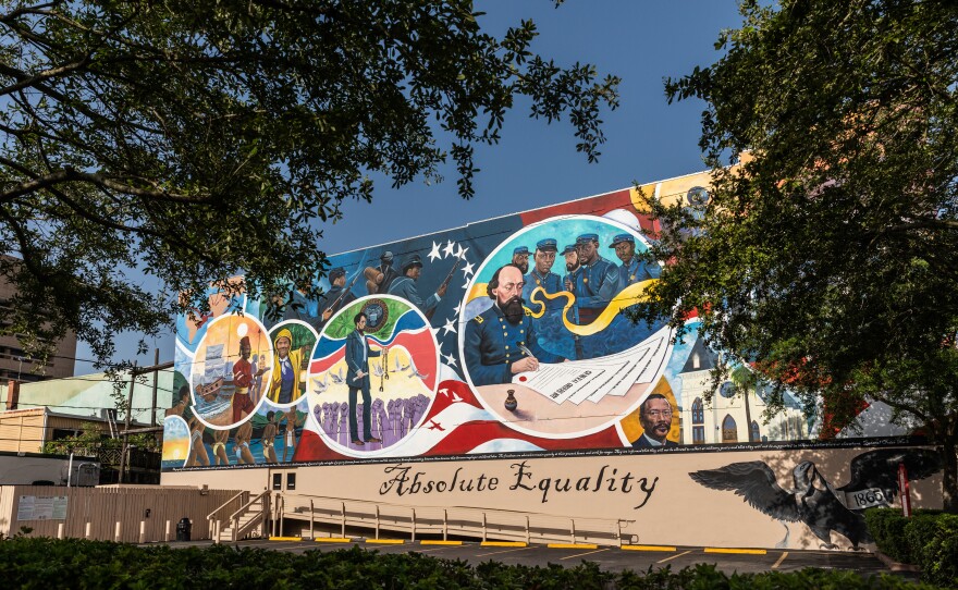 A scene at the corner of Kempner and The Strand.