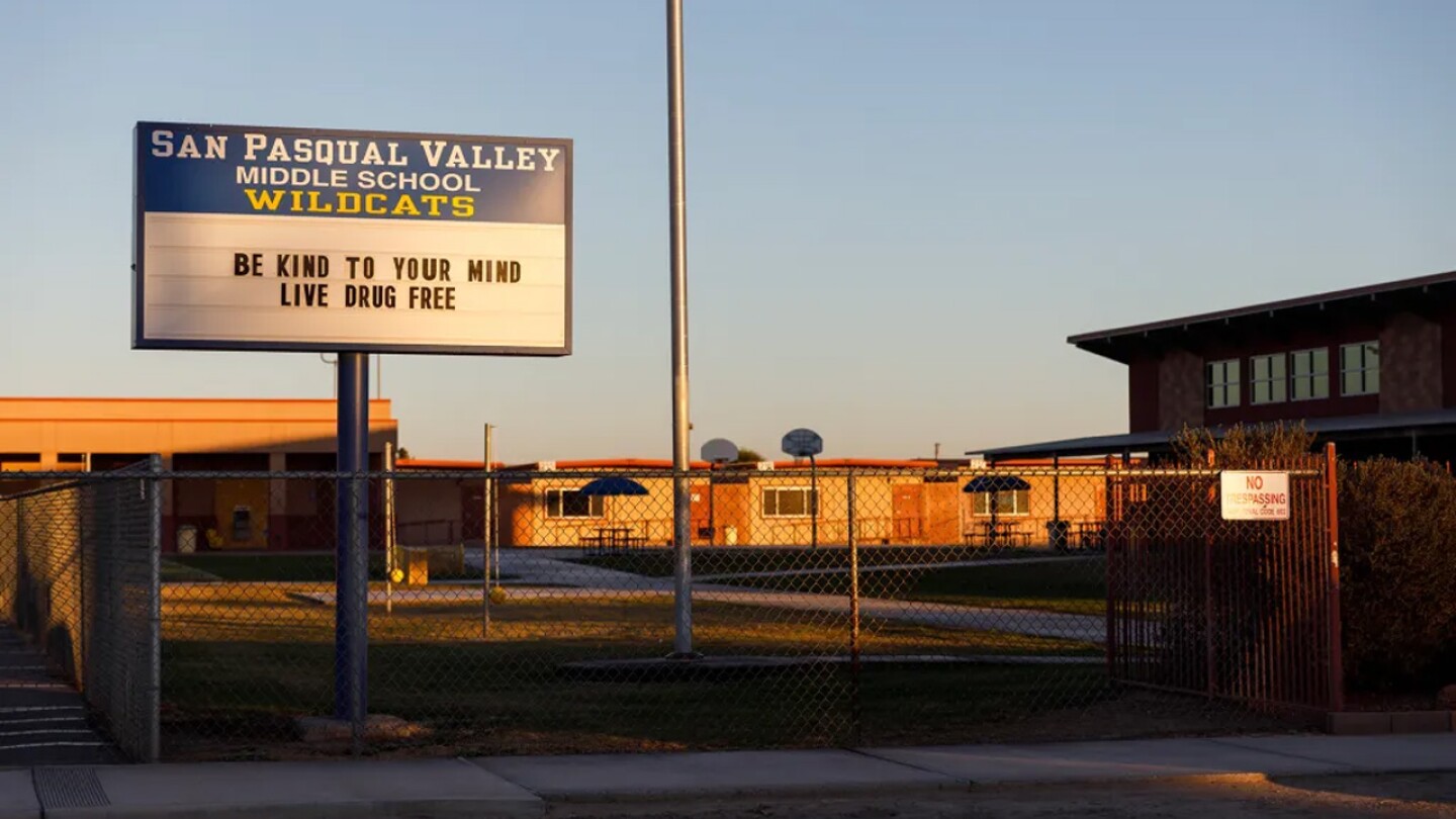 San Pasqual Valley Middle School near Winterhaven in Imperial County on Dec. 12, 2023. The elementary, middle and high schools are located on the same campus.