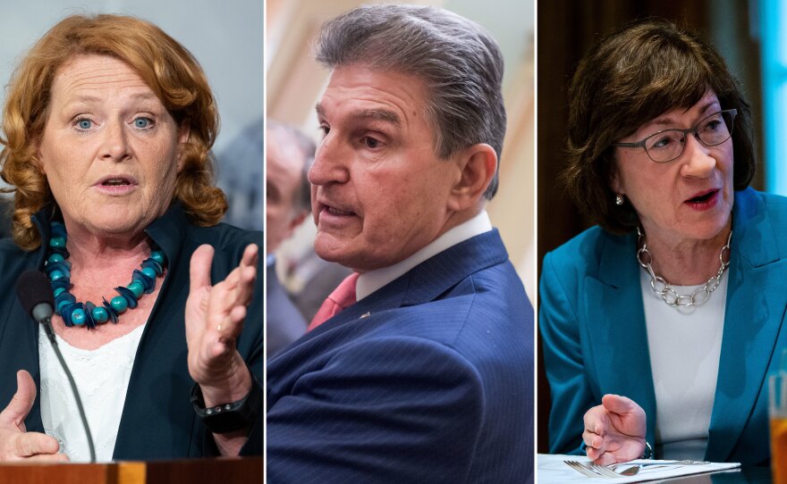 (Left to right) Democratic Sens. Joe Donnelly, Heidi Heitkamp and Joe Manchin; GOP Sens. Susan Collins and Lisa Murkowski