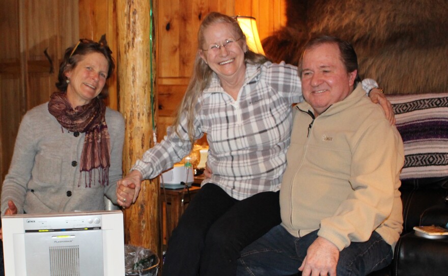 When wildfire smoke choked their community last summer, Amy Cilimburg (left), the director of Climate Smart Missoula, helped Joy and Don Dunagan, of Seeley Lake, Mont., get a HEPA air filter through a partnership with the Missoula City-County Health Department.