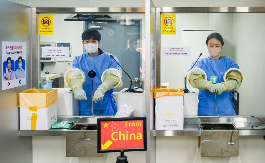 It's COVID testing time at Incheon International Airport, west of Seoul, South Korea. Arrivals from China must now submit to a PCR test.