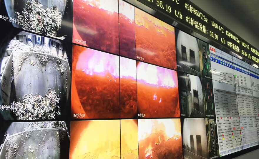 Inside the control room at Beijing's Gao'antun incinerator power plant, video images show garbage burning at more than 1,000 degrees Celsius. Emissions from the plant go through a high-tech filtration system that reduces its impact on the environment. Most incinerators in China do not utilize these measures.