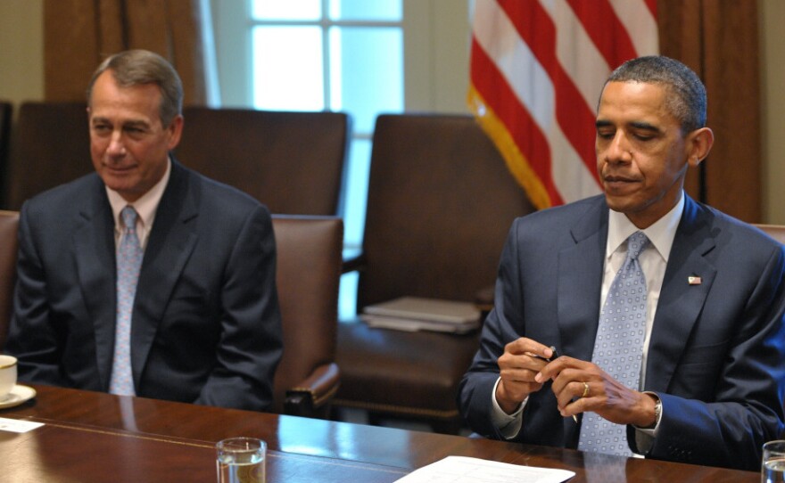 President Obama and House Speaker John Boehner at a White House meeting, July 13, 2011.