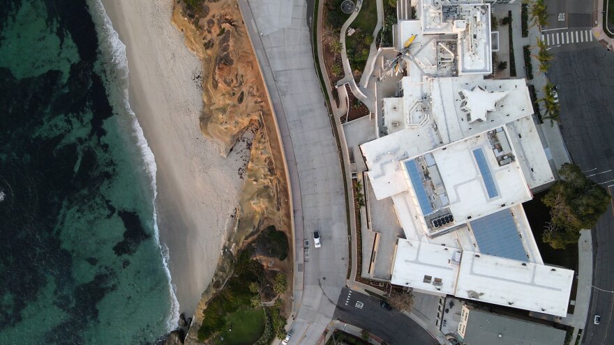 An aerial view of the Museum of Contemporary Art San Diego's La Jolla campus renovation by Selldorf Architects.