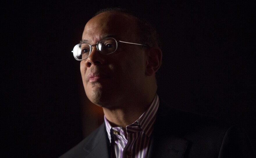 John Rogers, co-CEO of Ariel Investments, stands for a Bloomberg Television spot in Atlantic City, N.J., July 22, 2013. Rogers tells NPR about the emotional and financial impact the Tulsa riots had on his family.