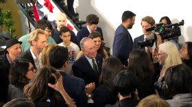 Democratic presidential candidate Michael Bloomberg greets supporters, staff and media at the opening of his downtown Los Angeles headquarters on Monday, Jan. 6, 2020. 