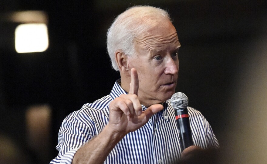 Former Vice President Joe Biden speaks at a town hall in Spartanburg, S.C.