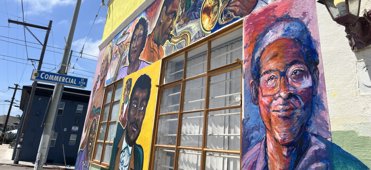A mural at Clementine McDuff Elks Lodge depicts music icons and community figures that have ties to the area on July 28, 2026.