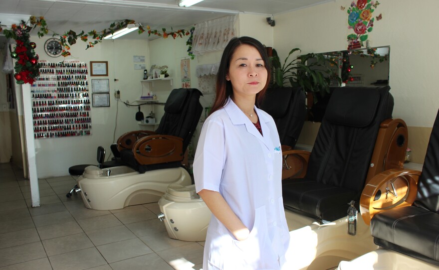 Mai Dang's Fashion Nails has been certified as a healthy salon since 2013. Salons with that designation provide proper ventilation, train employees on best practices, and avoid products containing formaldehyde, toluene and other particularly toxic solvents and glues.