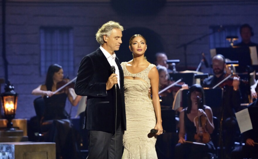 Andrea Bocelli and Nicole Scherzinger as seen in GREAT PERFORMANCES "Andrea Bocelli: Cinema."