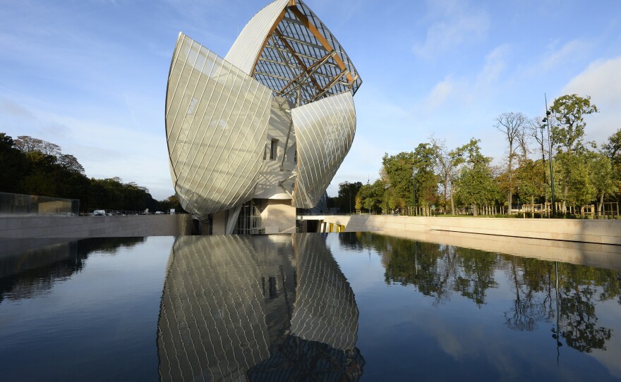 With 12 huge glass "sails," the Louis Vuitton Foundation takes the form of a sailboat among the trees of the Bois de Boulogne in Paris.