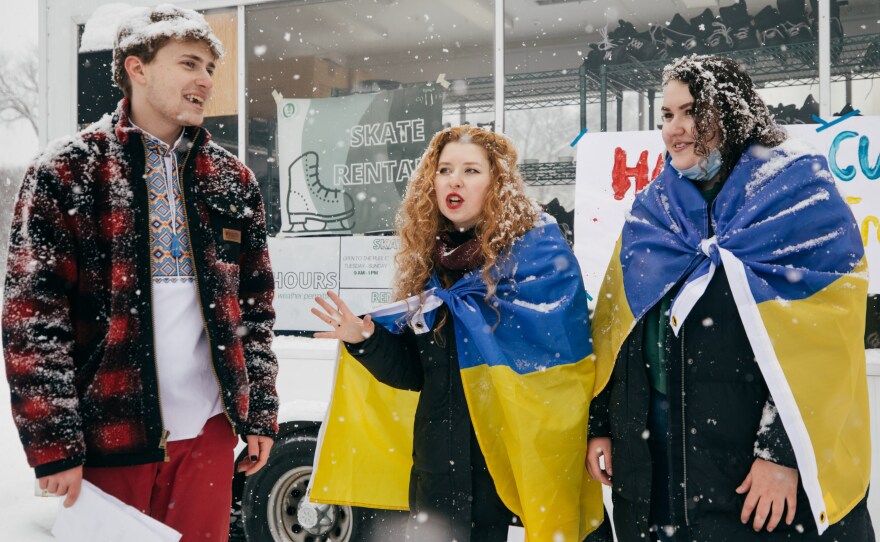 Marta Hulievska (center), a freshman at Dartmouth College, is from the southeastern Ukrainian city of Zaporizhzhia.