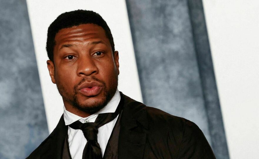 Jonathan Majors, pictured at the Vanity Fair Oscars Party in Beverly Hills, Calif., on March 12, 2023.