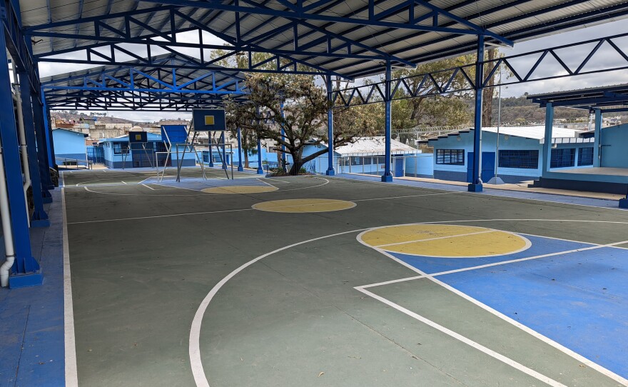 An empty school — Hermogenes Gonzales Mejia school in Guatemala City — waits for its students to return.