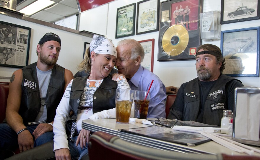 Vice President Joe Biden talks to customers during a stop at Cruisers Diner in Seaman, Ohio, in 2012.