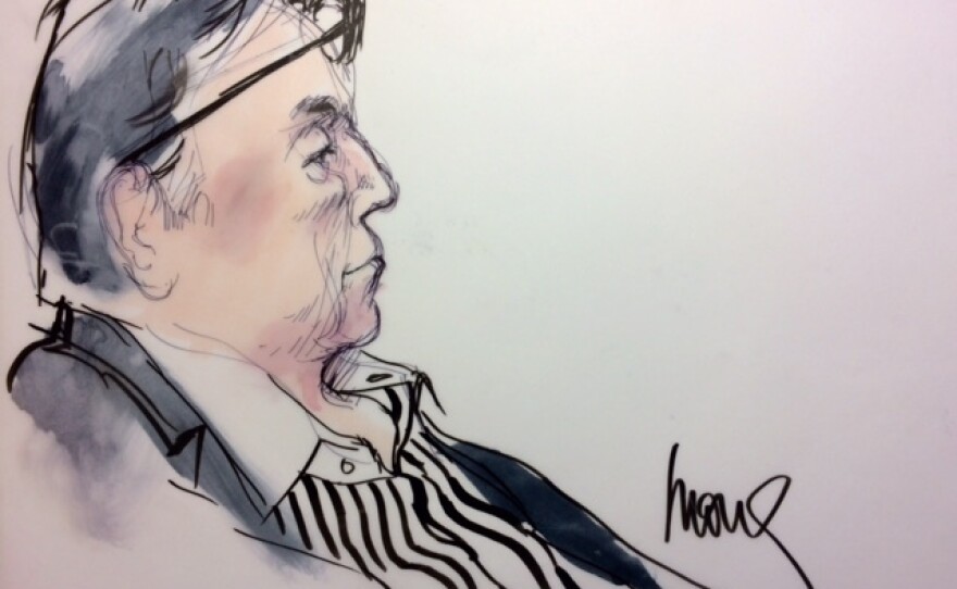 Inside her home studio, Shafer Edwards has stacks of folders on her desk overflowing with images of courtroom scenes. This sketch depicts former LA Clippers owner, Donald Sterling.