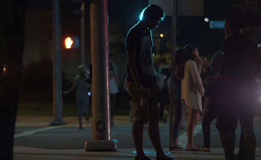 Students wander the streets around SDSU, Aug 22, 2014