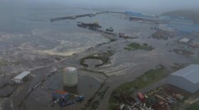 This image taken from a video released by Geophysical Service of the Russian Academy of Sciences, shows the aftermath of tsunami hitting the coastal area of Severo-Kurilsk at Paramushir island of Kuril Islands, Russia, Wednesday, July 30, 2025.