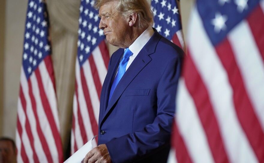 Former President Donald Trump speaks at Mar-a-lago on Election Day, Tuesday, Nov. 8, 2022, in Palm Beach, Fla.