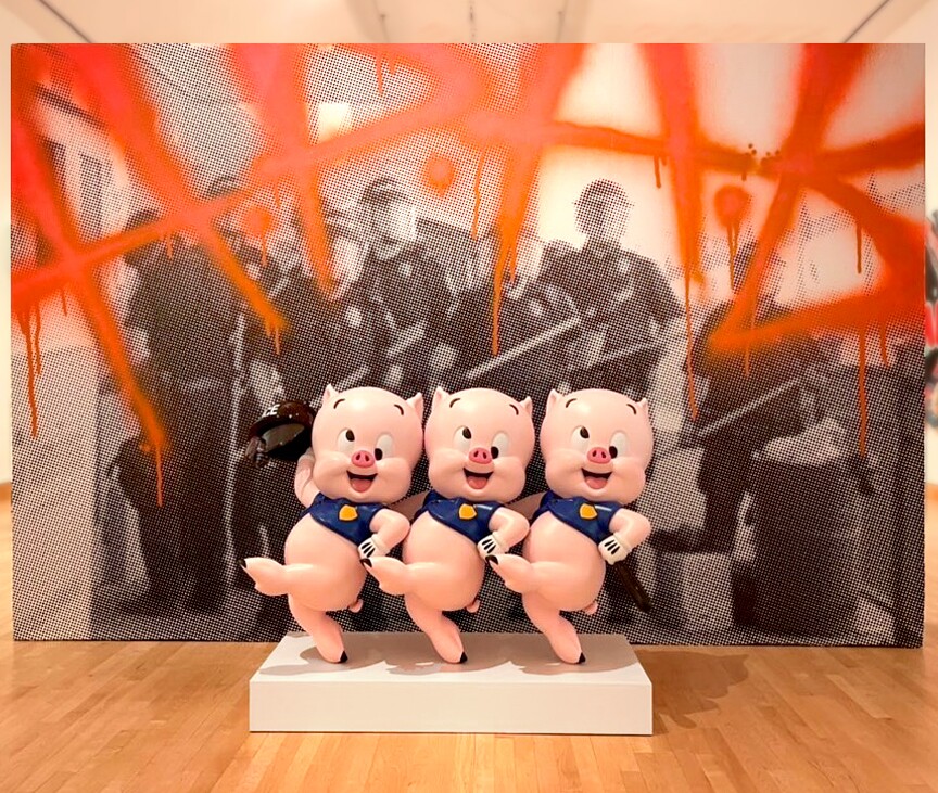 Pictured, the art installation called “Three Slick Pigs” by a Los Angeles based artist who goes by OG Slick showcased in The Street Legacy: SoCal Style Masters exhibition in the California Center for the Arts in Escondido, Calif. June 29, 2022.