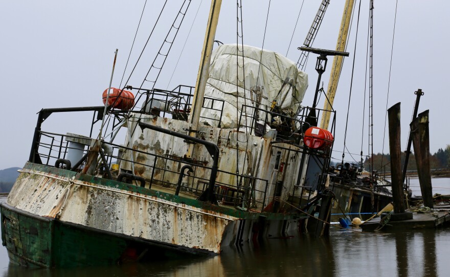 In its prime, the Hero sailed through frigid temperatures and ice-strewn waters in the South Pole. But now it's sinking, leaking oil and threatening Washington's oysters.
