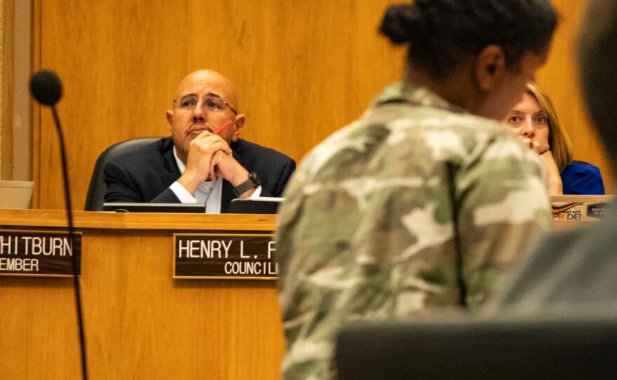 Councilmember Henry Foster III sits during a council meeting discussing a housing project in the Encanto neighborhood at San Diego City Hall on July 15, 2025. 