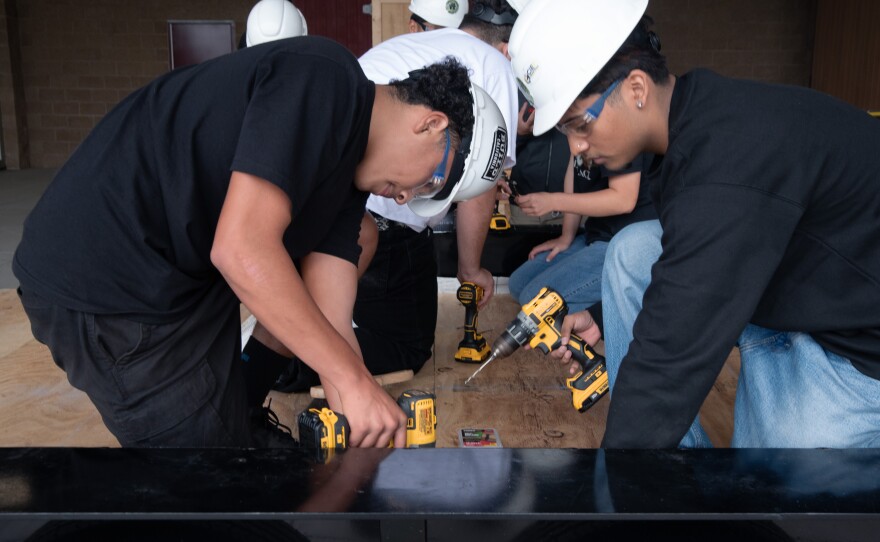 Students at Rancho Buena Vista High School's construction class, Sept. 16, 2024