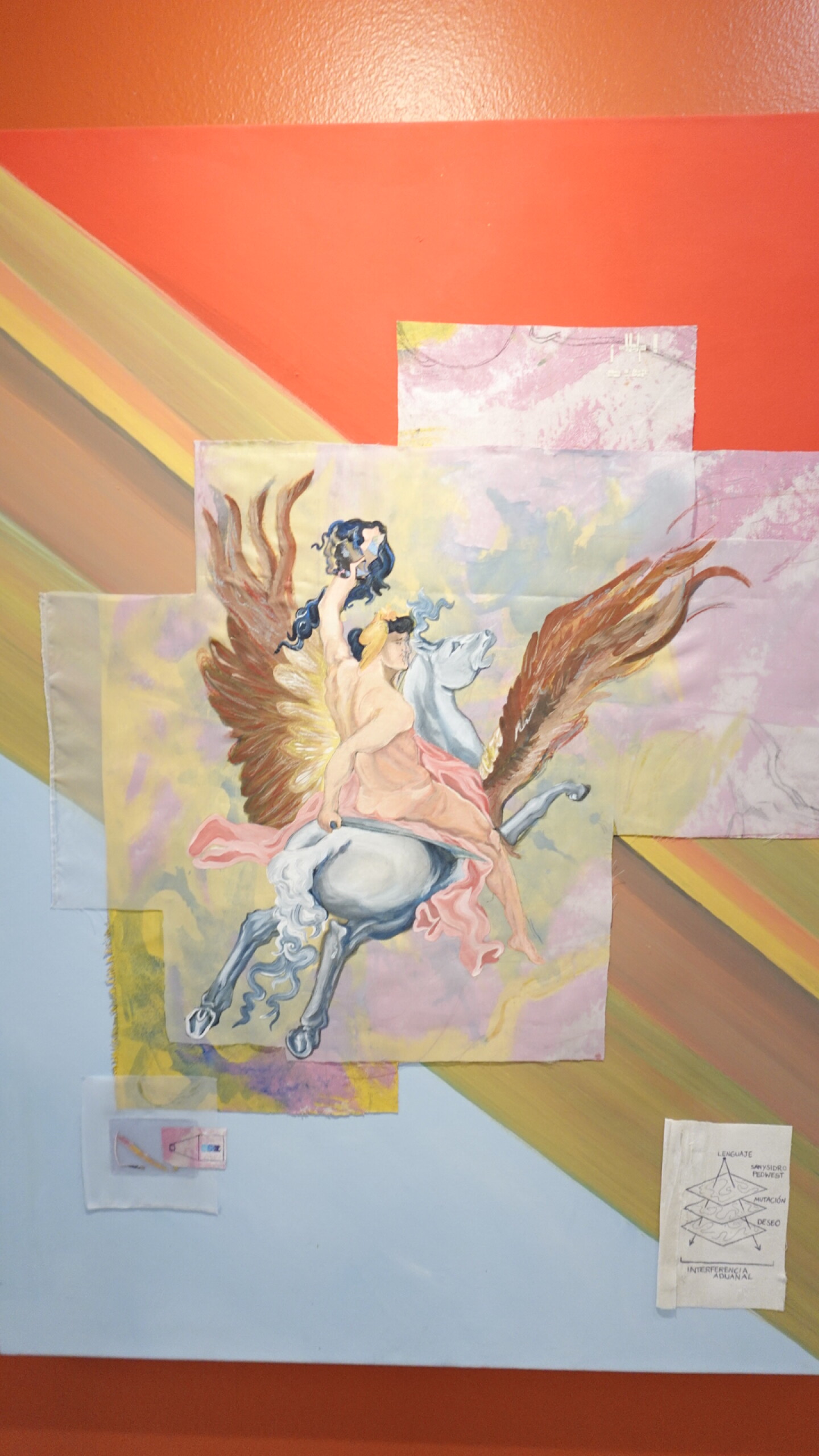 A painting by Marcela Alarcón López titled "Virtual ID holder/Beauty as a Weapon," created in 2025.