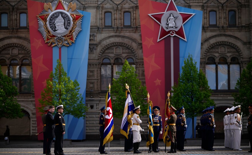 North Korea's servicemen wait for the start of the Victory Day military parade in Moscow, Saturday, May 9, 2026, during celebrations of the 81st anniversary of the Soviet Union's victory over Nazi Germany during the World War II.