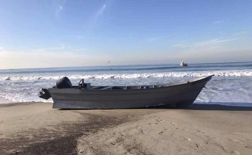 A panga boat intercepted by Border Patrol agents off the coast of Point Loma on Dec. 1, 2019.