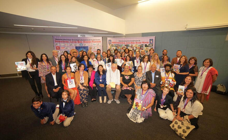 Award recipients, authors, and more gather for the 2023 International Latino Book Awards in this undated photo.