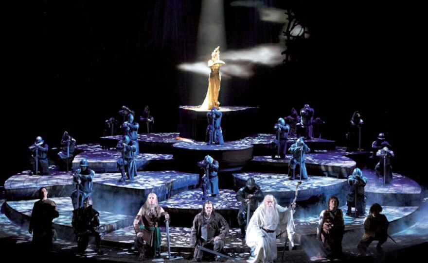 The London cast on the set of the musical version of J.R.R. Tolkien's acclaimed trilogy.