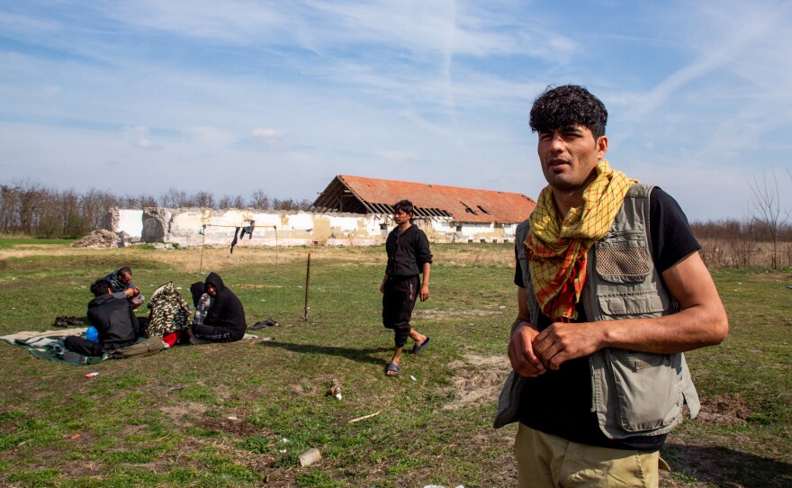 At an abandoned farm on the outskirts of the Serbian village of Horgos, Rahim Kanduzi, 28, from Afghanistan, waits to make a new attempt to cross into the EU on the Hungarian border. Its proximity to the EU border has made this ruin one of the most popular squats among migrants.