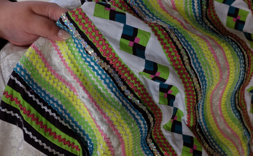 Modern Seminole patchwork makes use of glittery fabrics and sequins, especially for pageant nights.