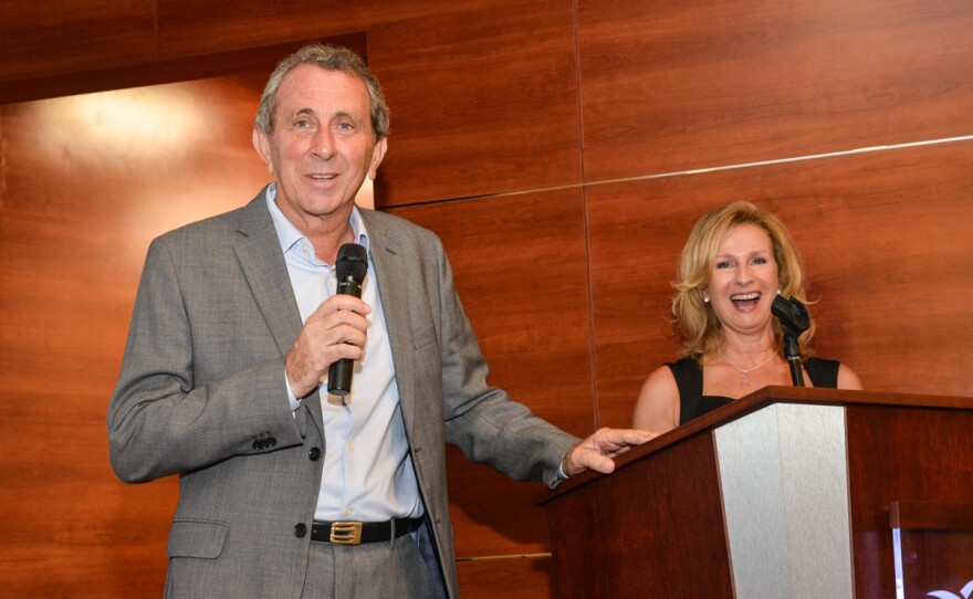 Former NPR foreign correspondent Alan Tomlinson with WLRN TV Executive Producer Adrienne Kennedy. Tomlinson died Nov. 26 in Miami at the age of 69.
