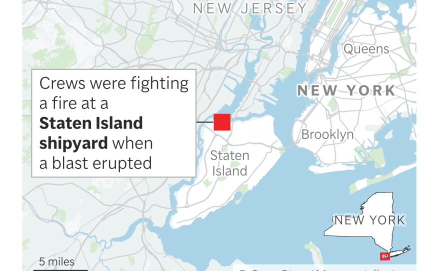 A blast at a shipyard on New York's Staten Island Friday injured several people, fire officials say.