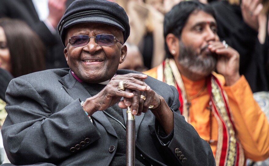 Desmond Tutu at the unveiling ceremony of the Arch for the Arch monument as part of celebrations for his 86th birthday in Cape Town, South Africa, October 2017.