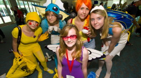 A group of young girls dress as Pokemon characters at Comic-Con, 2010. 