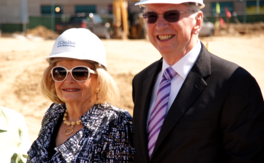 Joan and Irwin Jacobs at the groundbreaking for the Jacobs Medical Center in April 2012.