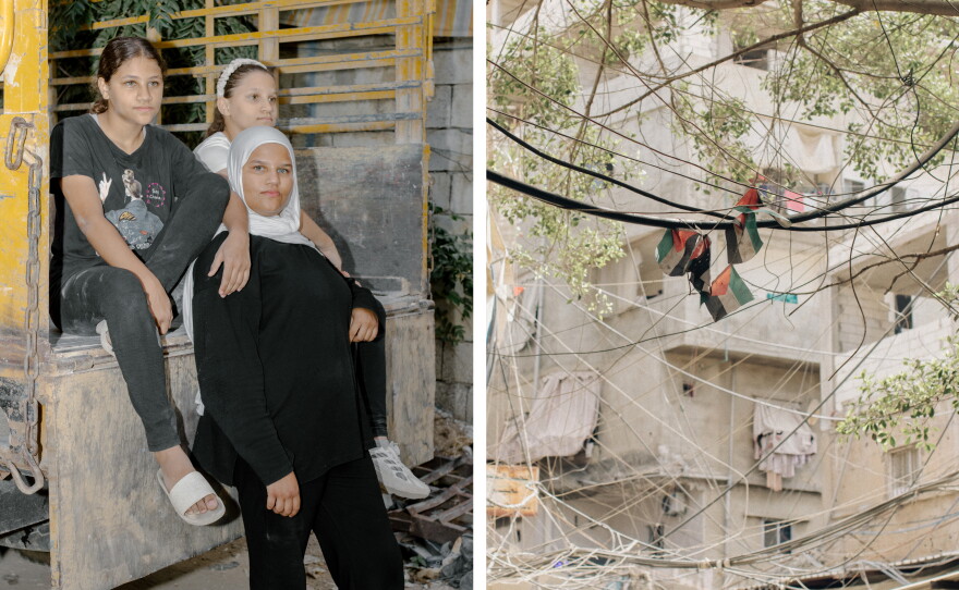 Rim, Rama, Chahed are sisters. They are the only ones in class not Palestinian but Syrians. At first, they had a really hard time doing the moves because they did not believe they could. Mirella's challenge with them for two years was to convince them that they were strong enough and they finally built their confidence. 