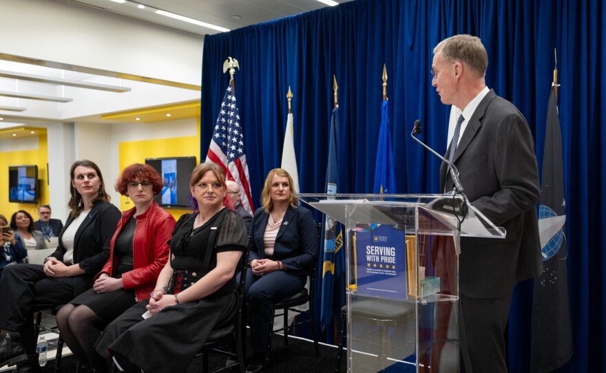 Retired four-star Gen. Stanley McChrystal speaks during a retirement ceremony in January hosted by the Human Rights Campaign for five transgender service members forced to retire from the military in Washington, D.C.
