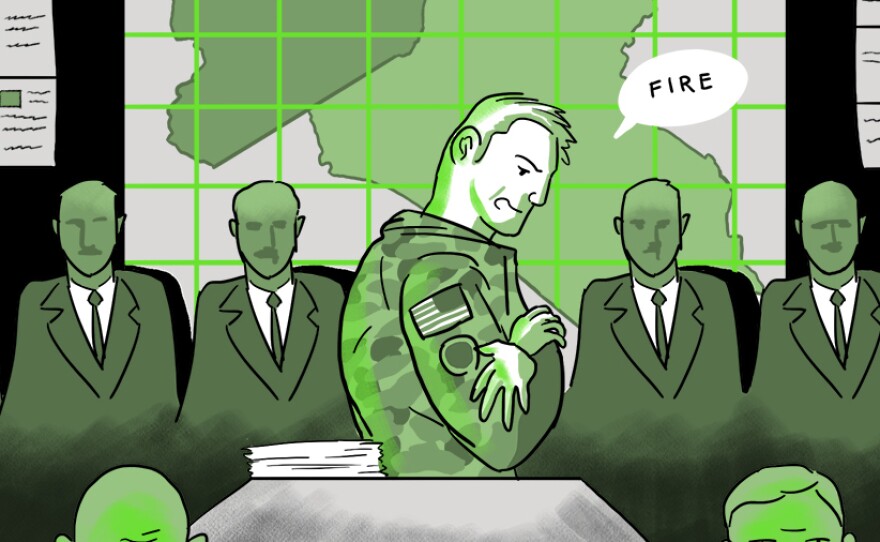 Neal stands in a room with military cyber operators from Joint Task Force ARES to launch an operation that would become one of the largest and longest offensive cyber operations in U.S. military history.