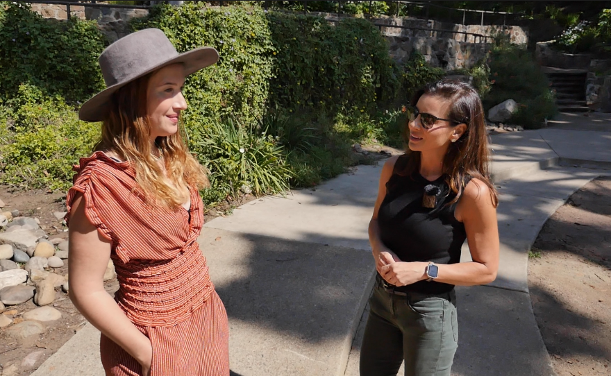 Jessica Johnson and KPBS anchor Maya Trabulsi explore Zoro Garden in Balboa Park