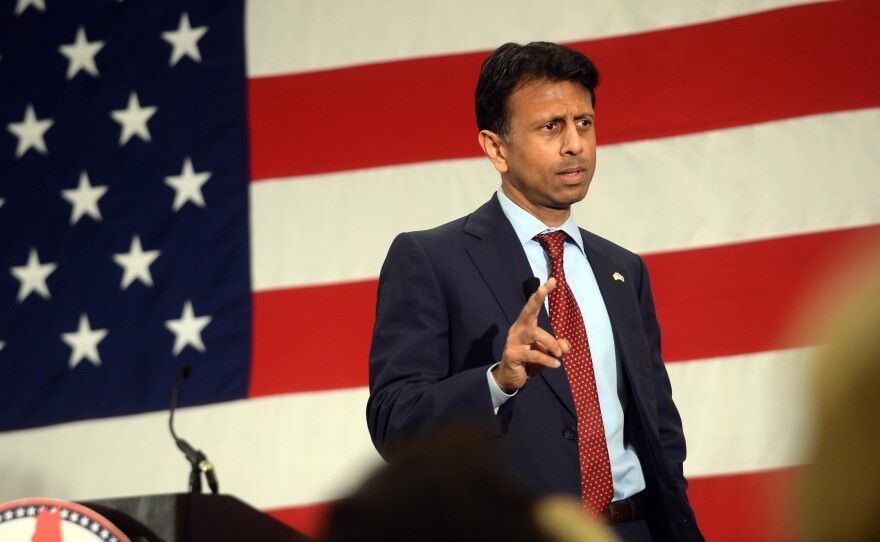 Louisiana Gov. Bobby Jindal speaks at the First in the Nation Republican Leadership Summit in New Hampshire.
