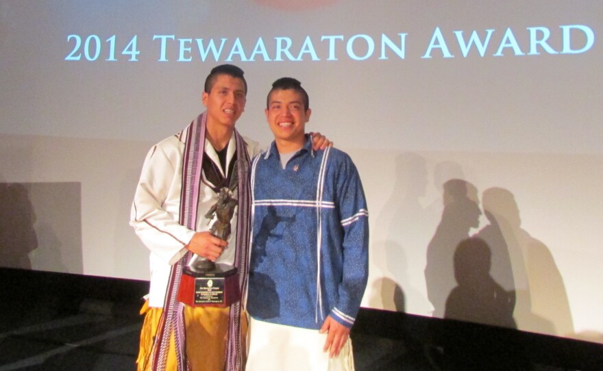 The Tewaaraton had never had shared winners before Thursday night. But the committee voted unanimously to give the award to both Lyle Thompson (left) and Miles Thompson, who both had record-breaking seasons.