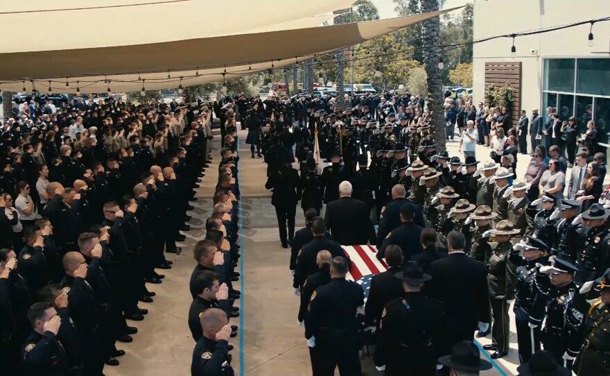 The funeral procession of Detectives Ryan Park and Jamie Huntley-Park at Maranatha Chapel in 4S Ranch, June 15, 2021.
