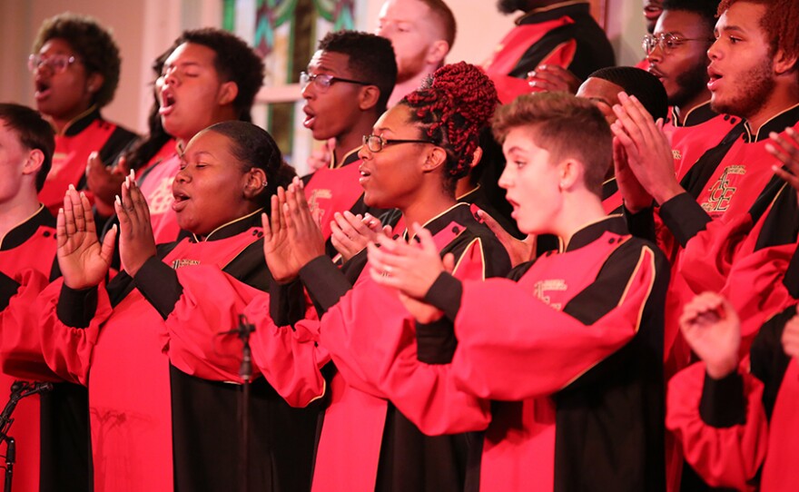 Taped before a live audience at the Second Baptist Church congregation in Bloomington, Ind., Rev. Dr. Raymond Wise guides viewers on an educational and uplifting learning experience while leading the Indiana University African American Choral Ensemble (pictured) in a performance of sacred music deriving from African traditions.